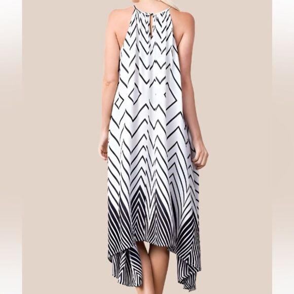 L Love Handkerchief Geo Midi Dress - Off White - Picture 2 of 4